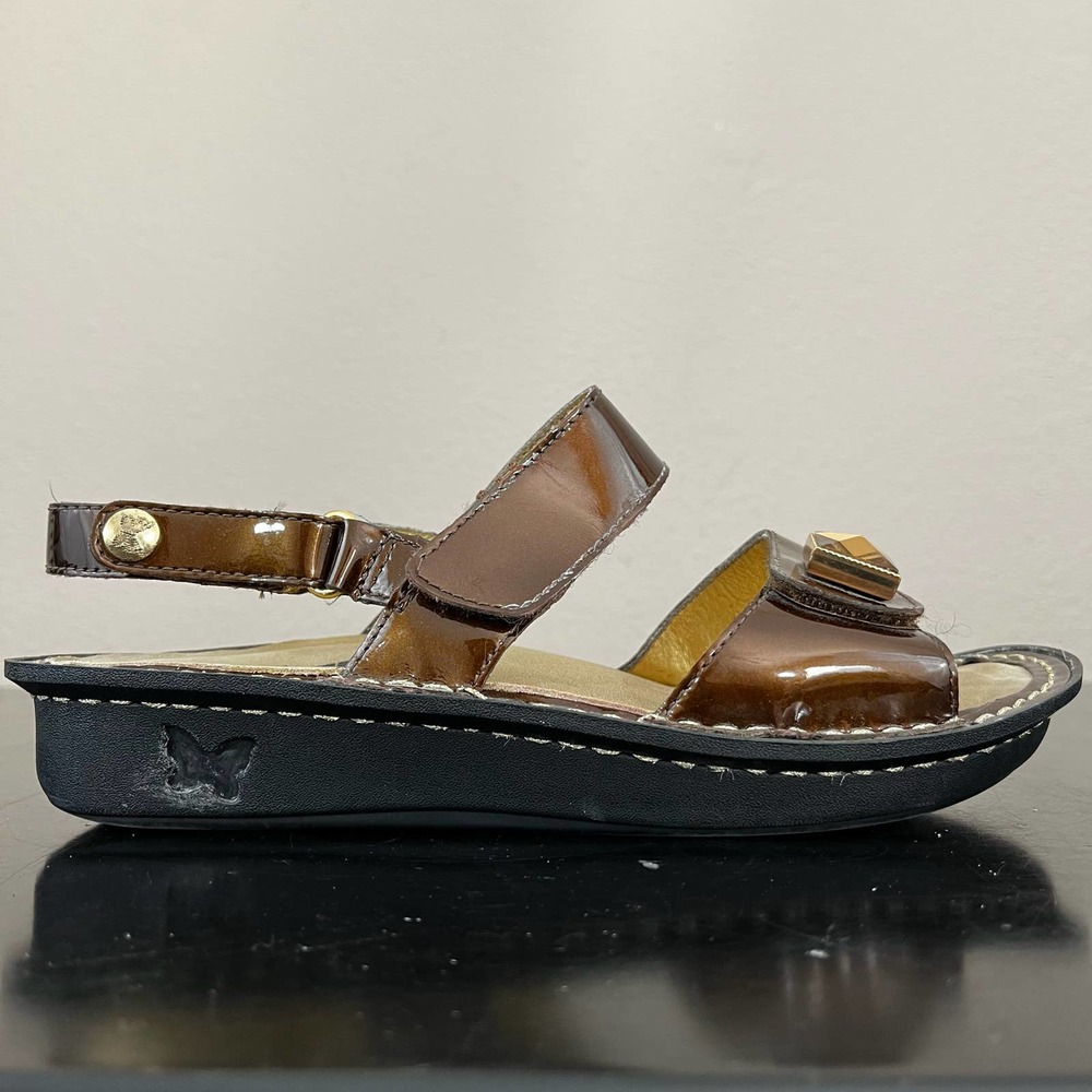Alegria Verona VER-126 Bronze Patent Leather Jewel Sandals US 7/7.5 EU 37